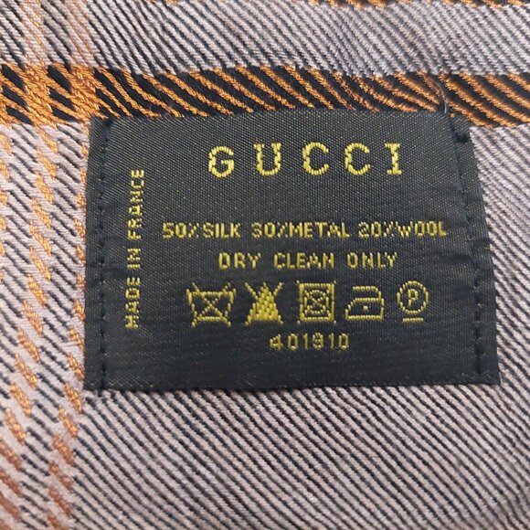 Gucci Vintage Brown Dual-Tone Monogram Orange Stripe Reversible Shawl Wrap Scarf - Picture 16 of 16